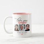 Love You Mom/Other 3 Photo Custom Text Two-Tone Coffee Mug<br><div class="desc">Start every day with a smile with this "Love You Mom" photo mug. This lovingly designed mug features a sweet declaration of "Love you Mom" accented by three personalized photos that bring her favorite faces into her daily coffee routine. Perfect as a Mother’s Day gift, birthday or Christmas present, or...</div>