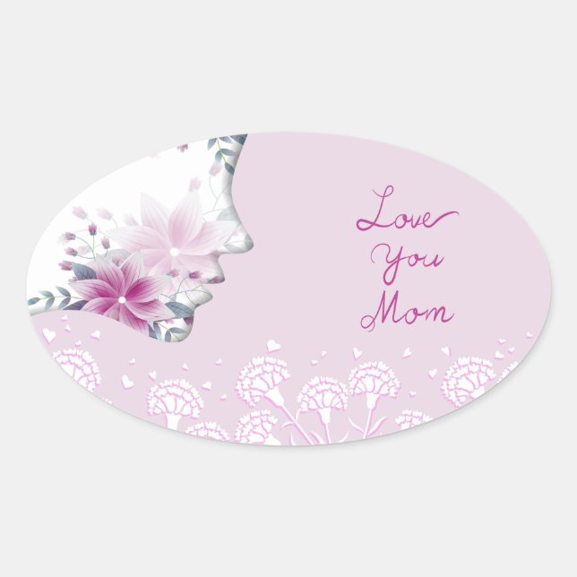 Love You Mom Oval Sticker (Front)