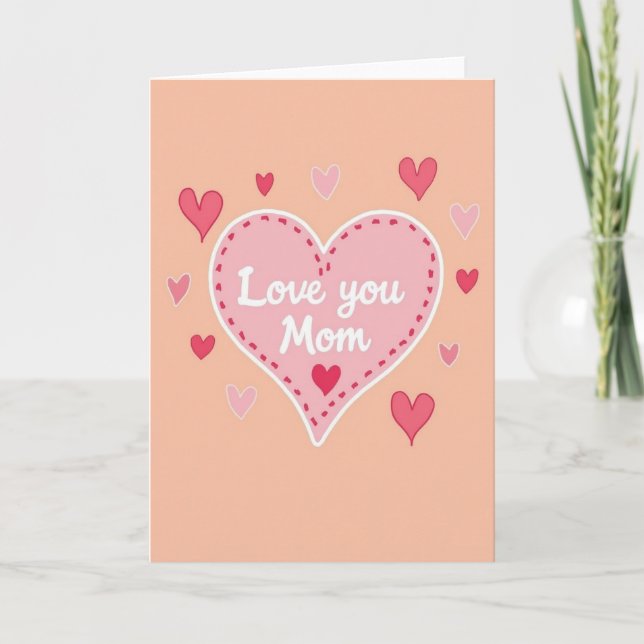 Love You Mom Pastel Heart Card (Front)