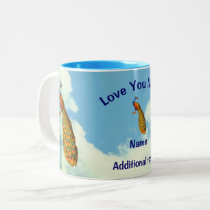 Love You Mom Peacock Personalized Two-Tone Coffee Mug
