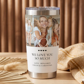Love You Mom Personalized 6 Photo Collage Gift Insulated Tumbler