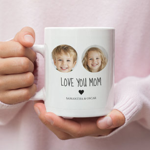 Love You MOM   Personalized Face Photo   Custom Coffee Mug