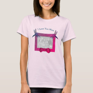 Love You Mom Personalized Photo Dragonfly  T-Shirt
