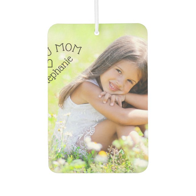 Love You Mom Personalized Photo Heart Shape Air Freshener (Front)