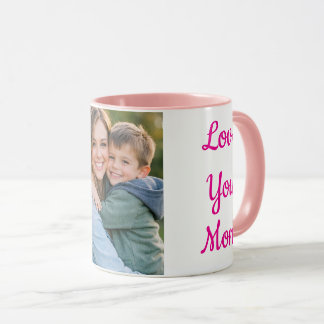 Love You Mom Personalized Photo Mug | Pink & White