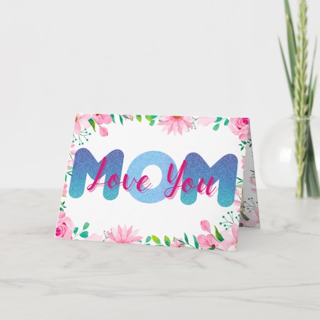 Love you Mom personalized Photos Mothers day Card (Front)