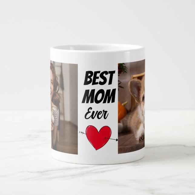 Love You Mom..Personalized two dog photos & text  Giant Coffee Mug (Front)