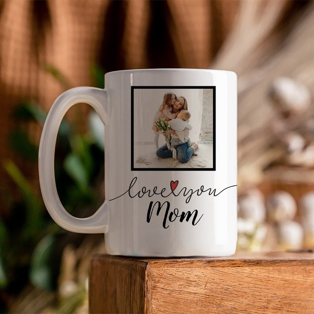 Love You Mom Photo Coffee Mug (Presenting a custom-crafted Mother's Day mug customizable with a photo.)