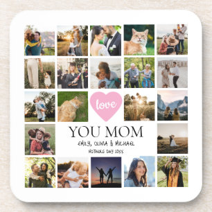 Love You Mom Photo Collage Mothers Day Beverage Coaster