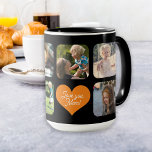 Love you mom photo collage personalized coffee mug<br><div class="desc">Add 7 photos and create a cute custom multi photo collage grid black coffee mug with a trendy burnt orange heart and chic script for your mom. Easy to personalize with your custom square images, text, and signature. It can be a nice thoughtful keepsake gift for Mother's Day, her birthday,...</div>