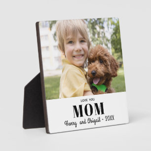 Love You Mom Photo Family Modern Keepsake Plaque