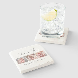 Love You Mom Photo Stone Coaster