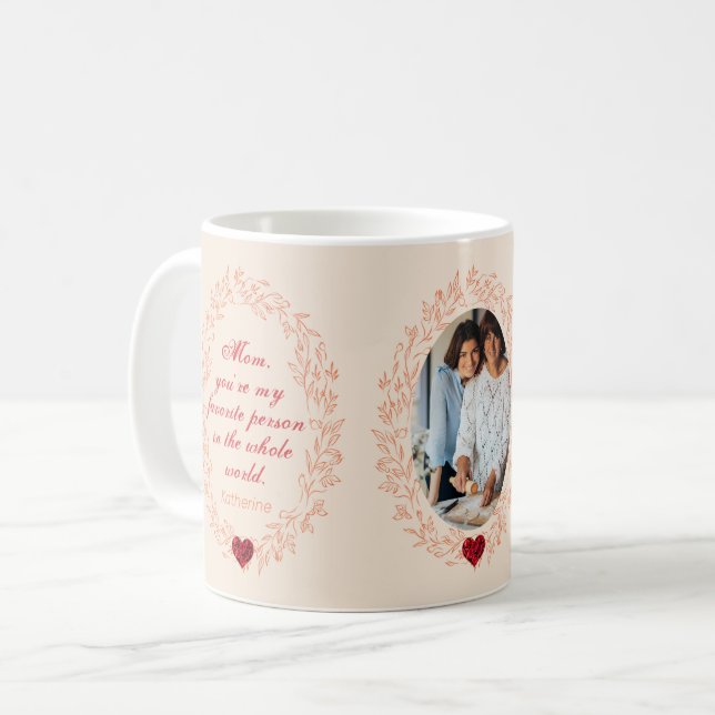 Love You Mom Quote Stylish Retro Photo Mothers Day Coffee Mug (Front Left)