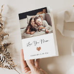 Love You Mom | Script and Heart with Photo Card<br><div class="desc">This simple and stylish Happy Mother's Day card for your mother says "Love you Mom" in trendy,  handwritten black script with a faux rose gold look heart and a spot for her children's names. There is also room to show off your favorite personal photo.</div>