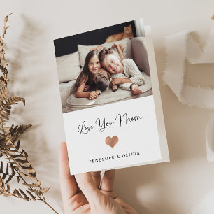 Love You Mom Script and Heart with Photo Card