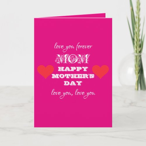 Love You Mom Script Name Mothers Day Cute Pink Card