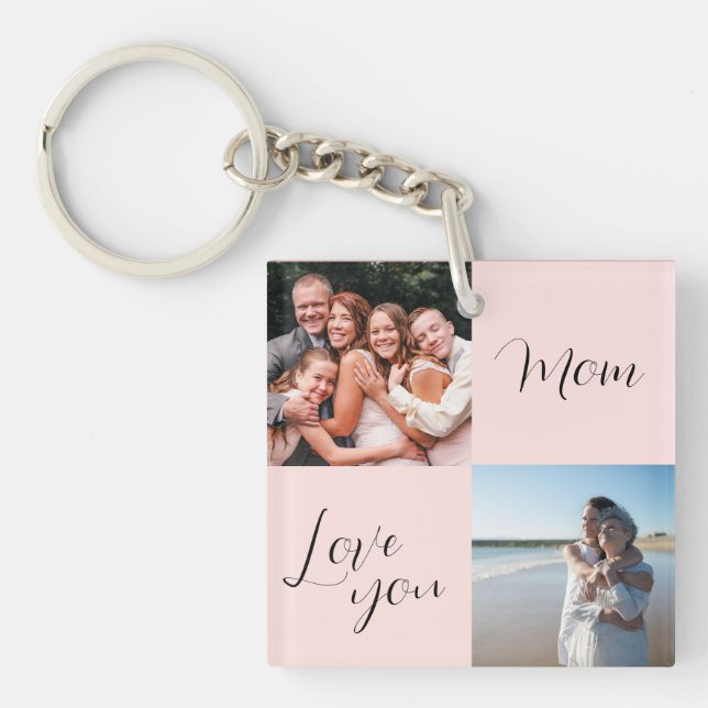 "Love you Mom" sentimental photo gift for mothers  Keychain (Front)
