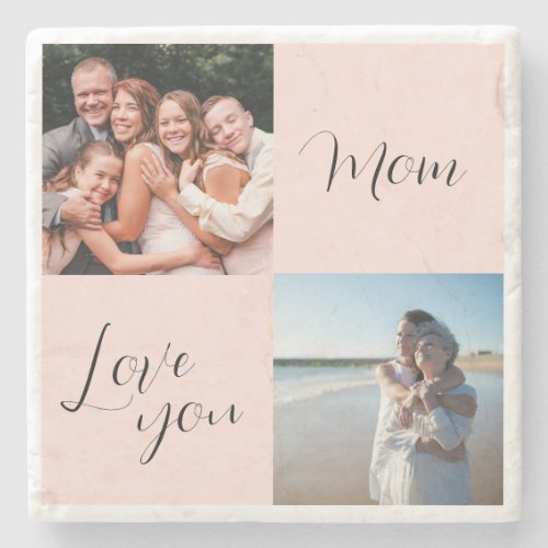 Love you Mom sentimental photo gift for mothers  Stone Coaster