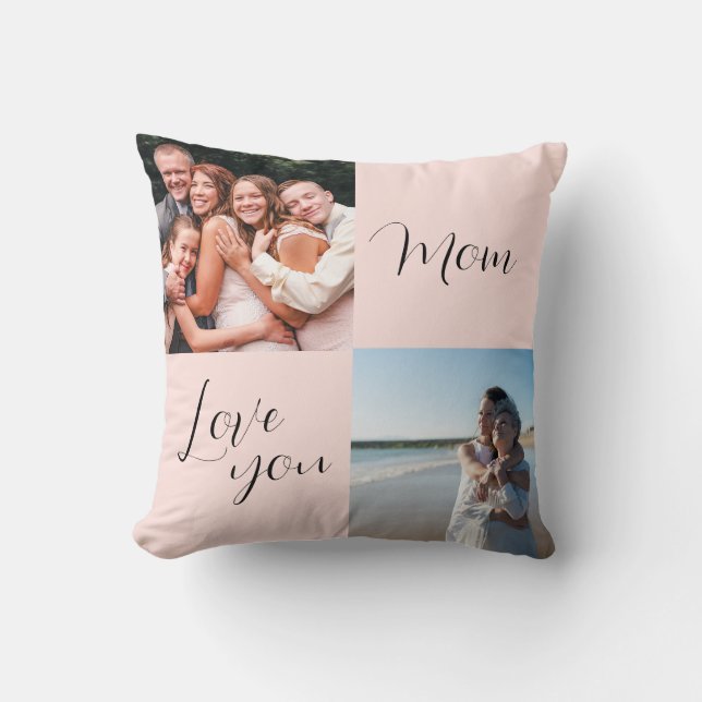"Love you Mom" sentimental photo gift for mothers  Throw Pillow (Front)