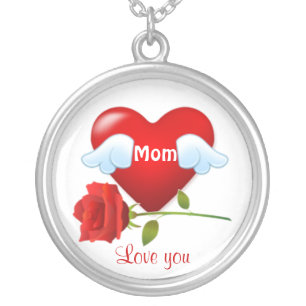 Love you Mom Silver Plated Necklace