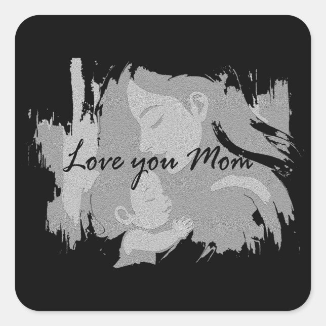 Love you Mom Square Sticker (Front)