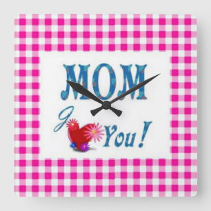 Love You Mom Square Wall Clock