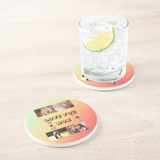 Love You Mom Sunset Garden Photo Design Coaster
