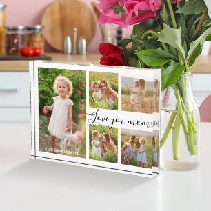 Love You Mom Typography Mothers Day Photo Collage Block