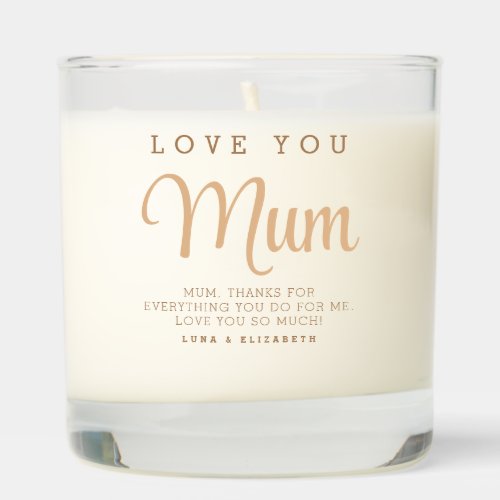 Love You Mom Watercolor Floral  Mom Gift Scented Candle