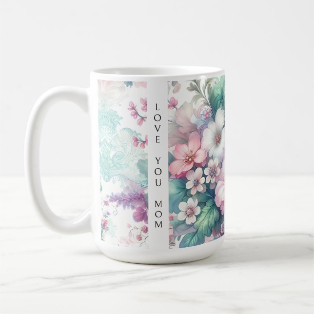 Love You Mom | Watercolor Flowers Coffee Mug (Left)