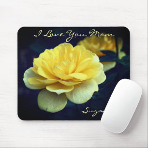 Love You Mom Yellow Rose Flower Personalized Mouse Pad
