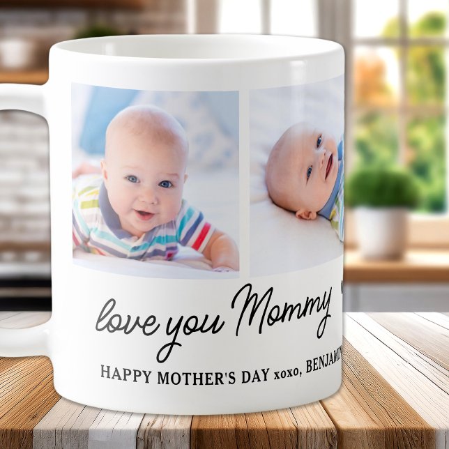 Love You Mommy Custom 4 Photo Cute Mother's Day Coffee Mug (Creator Uploaded)