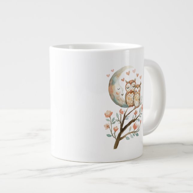 Love You Mommy Cute Owl And Baby Love  Giant Coffee Mug (Front Right)