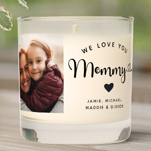 Love you Mommy Hearts Custom Two Photo Scented Candle