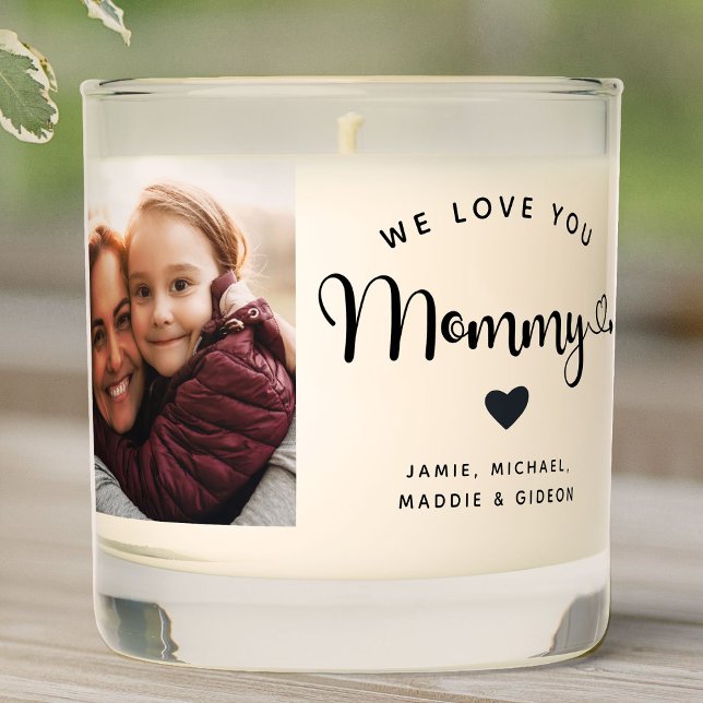 Love you Mommy Hearts Custom Two Photo Scented Candle (Creator Uploaded)