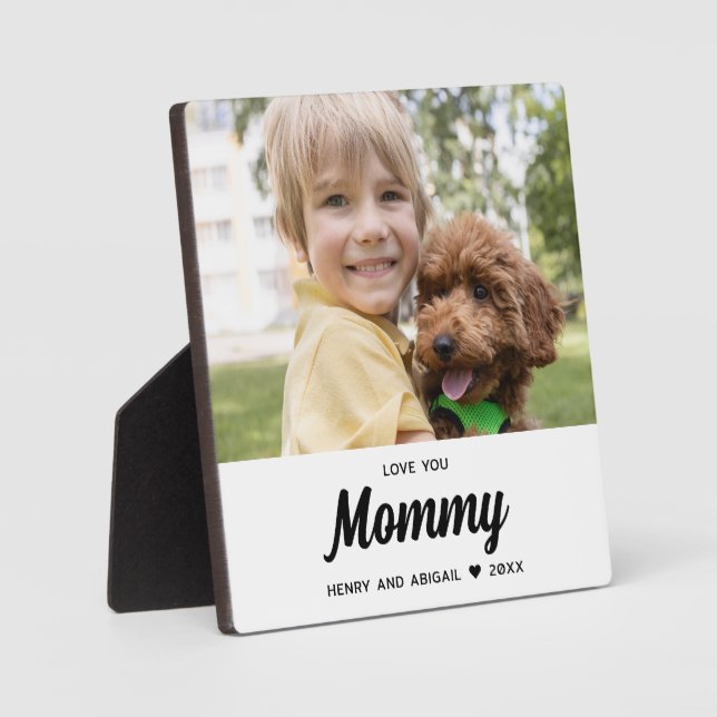 Love You Mommy Photo Family Modern Keepsake Plaque (Front)