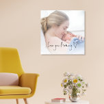 Love You Mommy Script Heart Custom Photo Overlay Canvas Print<br><div class="desc">Love You Mommy Script Heart Motif Custom Photo Overlay. Replace the sample photo with your own which is above set typography Love You Mommy with artsy heart motif..</div>