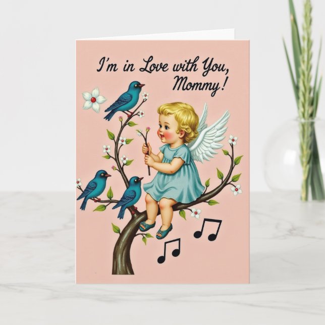 Love You Mommy Vintage Style Card (Front)