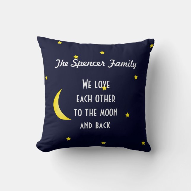 Love You Moon and Back Personalized Family Pillow (Front)