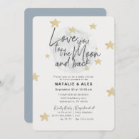 Love You Moon & Back Boy Baby Shower Invitation