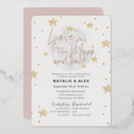 Love You Moon & Back Girl Baby Shower Foil Invitation