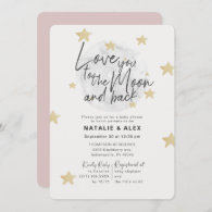 Love You Moon & Back Girl Baby Shower Invitation