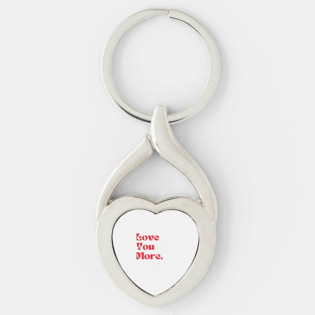 Love You More Bold Red Romantic Typography  Keychain (Front)