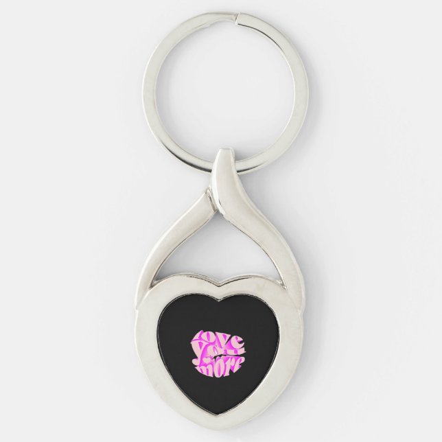 Love You More Clean Typography  Keychain (Front)