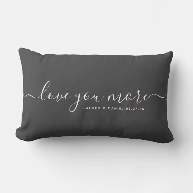 Love you More Custom Name Valentine's Day Newlywed Lumbar Pillow (Front)