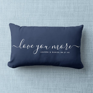 Love you More Custom Name Valentine's Day Newlywed Lumbar Pillow
