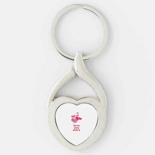 Love You More Cute Valentines Day Design  Keychain (Front)