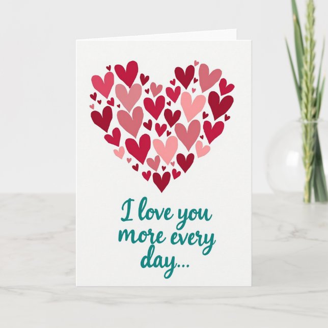 Love You More Each Day Hearts Card (Front)