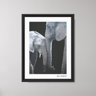 Love You More, Elephant Original Art Canvas Print