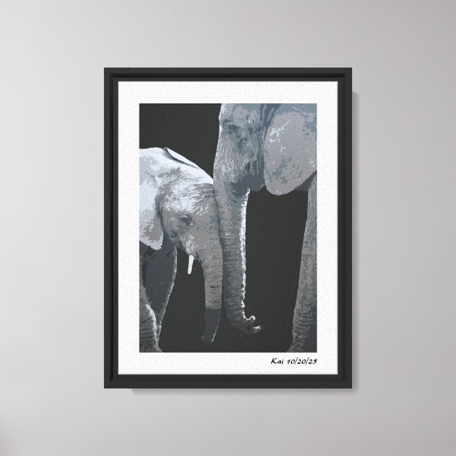 Love You More, Elephant Original Art Canvas Print (Front)